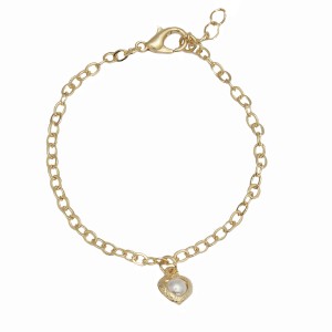 Pulseira Coração com Pérola